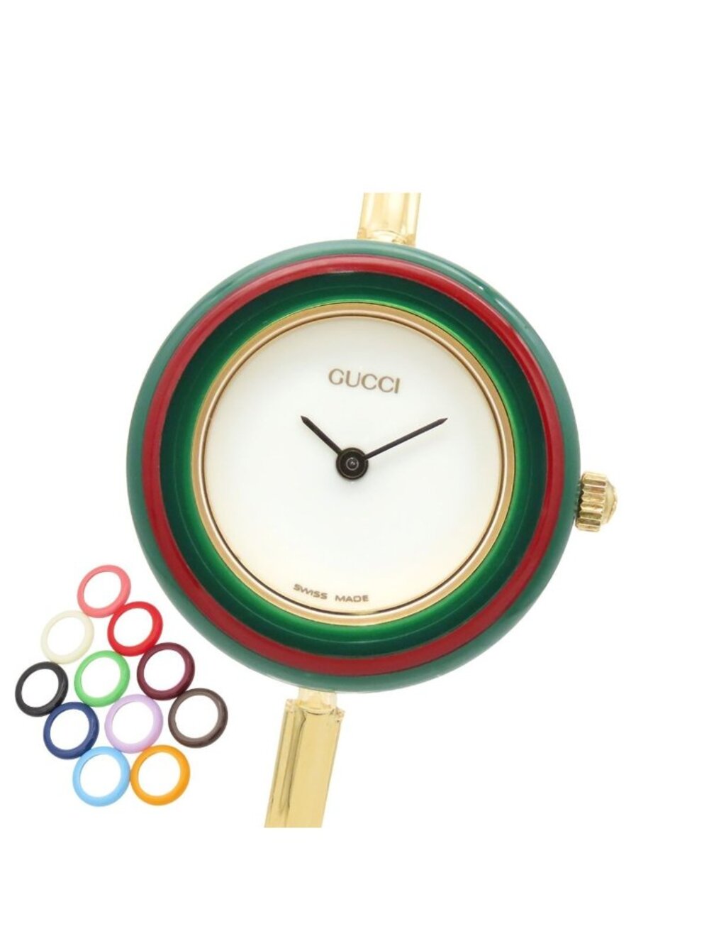 Gucci Change Bezel Watch Gold SS Resin Replacement Quartz